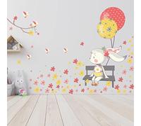 Stickers muraux enfants - Decoration chambre bébé - Sticker mural chambre enfant - Autocollant mural lapine dans le parc fleurie - H60 x L90 cm