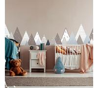 Stickers muraux enfants - Decoration chambre bébé - Sticker mural scandinave - Autocollant mural géant montagnes scandinaves Bilka - H60 x L100 cm