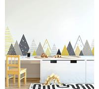 Stickers muraux enfants - Decoration chambre bébé - Sticker mural scandinave - Autocollant mural géant montagnes scandinaves Ravika - H60 x L100 cm