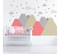 Stickers muraux enfants - Decoration chambre bébé - Stickers muraux enfant - Sticker mural scandinave - Autocollant mural géant montagnes scandinaves Kika - H60 x L90 cm