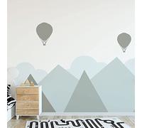 Stickers muraux enfants - Decoration chambre bébé - Stickers muraux enfant - Sticker mural scandinave - Autocollant mural géant montagnes scandinaves Helsinki - H120 x L160 cm