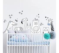 Stickers muraux enfants - Decoration chambre bébé - Stickers muraux enfant - Sticker mural scandinave - Autocollant mural Animaux veilleurs du sommeil - H120 x L180 cm