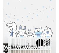 Stickers muraux enfants - Decoration chambre bébé - Stickers muraux enfant - Sticker mural scandinave - Autocollant mural Animaux du cirque mignons - H60 x L90 cm