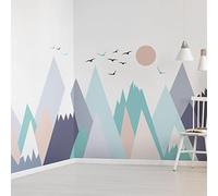 Stickers muraux enfants - Decoration chambre bébé - Stickers muraux enfant - Sticker mural scandinave - Autocollant mural géant montagnes scandinaves - ANNUSKA - H60 x L90 cm