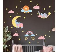 Stickers muraux enfants - Decoration chambre bébé - Stickers muraux enfant - Sticker mural scandinave - Autocollant mural animaux au pays des rêves - H60 x L90 cm
