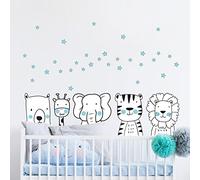 Stickers muraux enfants - Decoration chambre bébé - Stickers muraux enfant - Sticker mural scandinave - Autocollant mural Animaux des tropiques rigolos - H120 x L180 cm