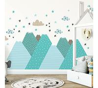 Stickers muraux enfants - Decoration chambre bébé - Stickers muraux enfant - Sticker mural scandinave - Autocollant mural géant montagnes scandinaves Jessika - H120 x L180 cm