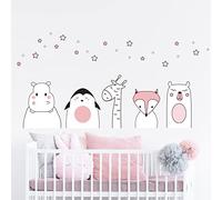 Stickers muraux enfants - Decoration chambre bébé - Stickers muraux enfant - Sticker mural scandinave - Autocollant mural Animaux amis de la nuit - H60 x L90 cm