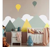Stickers muraux enfants - Decoration chambre bébé - Stickers muraux enfant - Sticker mural scandinave - Autocollant mural géant montagnes scandinaves Nuuk - H80 x L105 cm