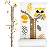 Stickers Muraux Enfants + Toise Murale Enfant 2 En 1 - Stickers Chambre Bébé Pour Decoration Chambre Bébé - Amovible Écologique Autocollant Mural Arbre Et Hibou - Conçu En Espagne