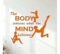 Stickers muraux Entraînement physique : Le corps réalise ce que l'esprit croit. Citation - Centre de remise en forme et club de sport 35x42.1cm Culture du tatouage Orange