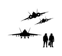 Stickers muraux et muraux en vinyle Aviation Avion Pilotes d'avion Aviateur Sky Air Force 34x40.8cm Autocollant Noir