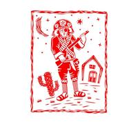 Stickers muraux et muraux en vinyle Bandit de Lampiao, héros folklorique du Brésil 34x45.5cm Modification et ajout d'informations possibles Rouge