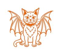 Stickers muraux et muraux en vinyle chat chimère mythique aux ailes de chauve-souris 67.2x77.9cm Décoration de carrosserie Orange