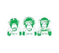 Stickers muraux et muraux en vinyle Citation des Trois Singes : Ne vois pas, n'entends pas, ne parle pas (adolescent) 42x96.8cm Plusieurs tailles disponibles Vert