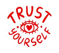 Stickers muraux et muraux en vinyle Fais-toi confiance (phrase dessinée à la main en lettrage gribouillé) 67.2x72cm Décoration de magasin Rouge