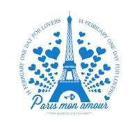 Stickers muraux et muraux en vinyle Saint-Valentin à Paris avec un cœur 42x43.9cm N'abîme pas le mur Bleu