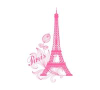 Stickers muraux et muraux en vinyle Tour Eiffel Paris France 30x49.8cm Possibilité de modifier et d'ajouter des informations Rose