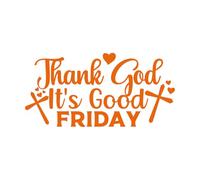 Stickers muraux et muraux en vinyle Vendredi saint chrétien. Dieu merci, c'est le Vendredi saint. 54.4x110.1cm Embellissement mural Orange