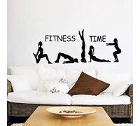 Stickers Muraux, Fitness Time Stickers Muraux Sport Filles Gymnastes Yoga Art Stickers Muraux Gym Meubles De Maison Vinyle Mur Art Peintures Filles Sport 57 * 23Cm