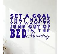 Stickers muraux FIXEZ-VOUS UN OBJECTIF QUI VOUS DONNE ENVIE DE SAUTER DU LIT LE MATIN 42x64.6cm Décoration artistique Bleu foncé