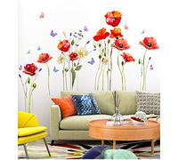 Stickers Muraux Fleur de Jardin,Tianher Autocollant Mural Stickers Muraux Fleur Plante Papillon Décoration Murale pour Fond de Canapé Chambre Salon