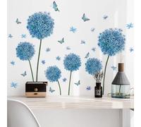 Stickers muraux fleur de pissenlit bleu fleurs fleurs épanouies papillons stickers muraux chambre à coucher salon canapé TV fond d'écran décoration murale
