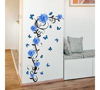 Stickers Muraux Fleurs Bleues Autocollant Mural Sticker Mural Pour Chambre Salon Mur,Autocollant Decoratif Mural, Chambre Enfants Bébé Pépinière,Decoration Chambre Adulte