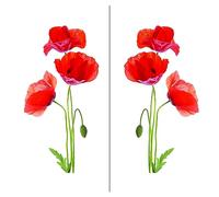 Stickers muraux fleurs Coquelicot Kit x2 - Autocollants muraux, adhésif floral - stickers décoration - Décoration Murale Chambre Enfants Salon Bureau (50x25 cm)