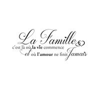 Stickers muraux français La Famille Citations Salon Décor La Famille C'est là où la Vie Commence Citation Sticker Mural Cuisine Petit - 23x56 cm