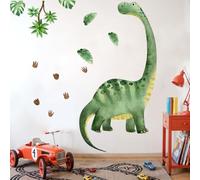 Stickers Muraux Grand Dinosaure Geant Autocollant, 3PCS Aquarelle Dino Palmier Autocollants Muraux Mural Tropical Animaux Décoration Murale DIY pour Chambre Bébé Jeux Enfants Pépinière Salon