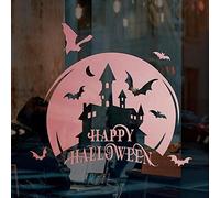 Stickers Muraux Halloween Autocollants Château Sorcière Stickers Muraux Bar Décoration Autocollants En Verre Fenêtre Décoration Accessoires Fenêtre Autocollants-B Or Rose_Gros
