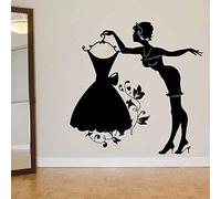 Stickers Muraux,Jupe À Fleurs Modèle Féminin Armoire Chambre Dressing Décoration Intérieure Art Porte Fenêtre Vinyle Autocollant Art 57X70 Cm