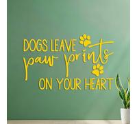 Stickers muraux Les chiens laissent une empreinte indélébile dans votre cœur - Citations d'animaux de compagnie - Amoureux des chiens 54.6x89.1cm Culture du tatouage Jaune