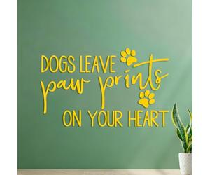 Stickers muraux Les chiens laissent une empreinte indélébile dans votre cœur - Citations d'animaux de compagnie - Amoureux des chiens 54.6x89.1cm Culture du tatouage Jaune