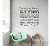 Stickers Muraux Les Règles Du Bonheur Stickers Muraux Décor À La Maison Salon Décoration Mur Art,Noir,75x75 Cm