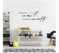 Stickers Muraux Lettres Phrase Inspiration Citation Française Créative Bricolage pour Chambre Miroir Décoration Salon Bureau