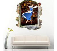 Stickers muraux Library Books Beauty Beast Wall Stickers Bedroom Girls Boys Living Kids