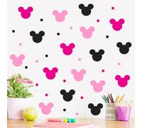 Stickers muraux mignons en PVC pour chambre d'enfant Motif Minnie Rose Noir Rose