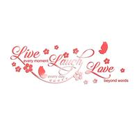 Stickers Muraux Miroir Acrylique 3D avec Décor Papillon 3D, DIY Live Love Laugh Flower Home Quotes Sticker Mural pour Décor Maison Mariage Salon Chambre