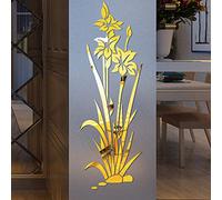 Stickers Muraux Miroir Autocollant Acrylique Mural 3D Diy Fleur Forme Acrylique Stickers Muraux Moderne Stickers DéCoration MosaïQue Miroir (Or)