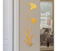 Stickers Muraux Miroir Autocollant Acrylique Mural 3D Diy Fleur Forme Acrylique Stickers Muraux Moderne Stickers DéCoration MosaïQue Miroir Fleur de lotus_Or