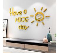 Stickers muraux modernes en acrylique pour décoration de la maison, design élégant pour salon et chambre à coucher (M, doré)