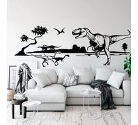 Stickers muraux noirs et blancs - Thème du monde des dinosaures - Décoration murale pour chambre d'enfant, salon et établissements d'enseignement - 80 x 28 cm
