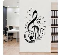 Stickers muraux Notes de musique décor de salon papier de revêtement mural autocollant de maison affiche murale, noir, 43 cm X 71 cm