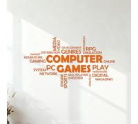Stickers muraux Nuage de mots Jeu vidéo multijoueur Game Boy Citation multimédia Zone de jeu 35x61cm Plusieurs tailles disponibles Orange