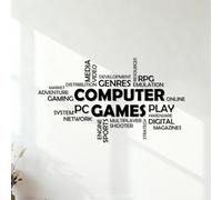 Stickers muraux Nuage de mots Jeu vidéo multijoueur Game Boy Citation multimédia Zone de jeu 54.6x95.1cm Auto-adhésif Noir