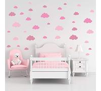 Stickers muraux nuage | Kit d'autocollants muraux de 36 pièces | Autocollant mural pour enfants (rose)