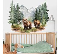 Stickers Muraux Ours Brun Autocollant Mural Sticker Mural Pour Chambre Salon Mur,Autocollant Decoratif Mural, Chambre Enfants Bébé Pépinière,Decoration Chambre Adulte