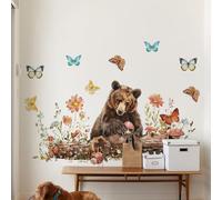 Stickers Muraux Ours Brun Autocollant Mural Sticker Mural Pour Chambre Salon Mur,Autocollant Decoratif Mural, Chambre Enfants Bébé Pépinière,Decoration Chambre Adulte